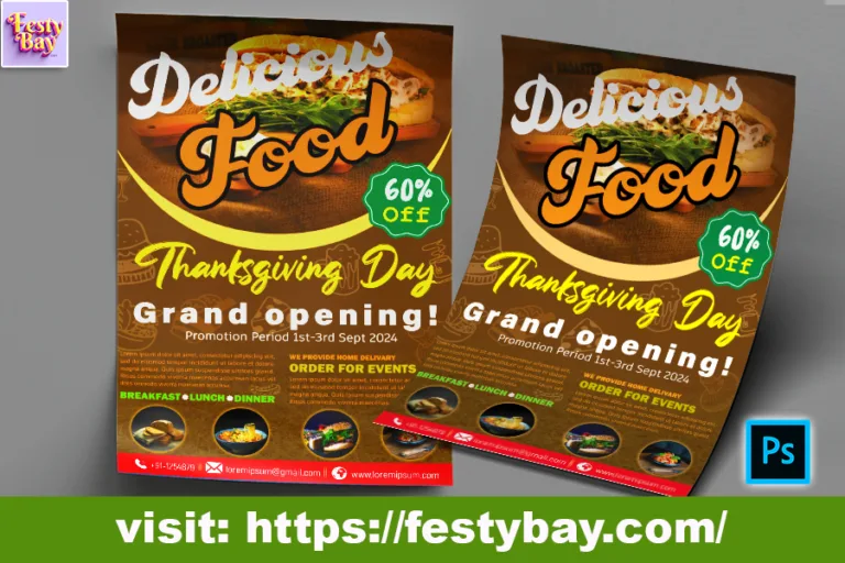 Free PSD Event menu card design for thanksgiving day menu template