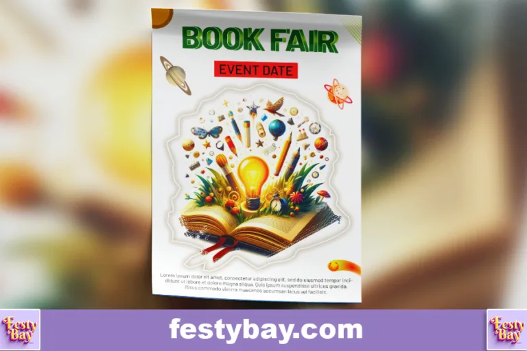 white background with a heading of Book Fair an ai generated image in middle position