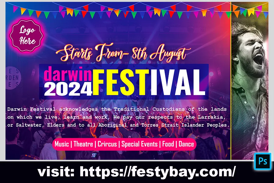 Get free PSD banner design for Darwin Festival