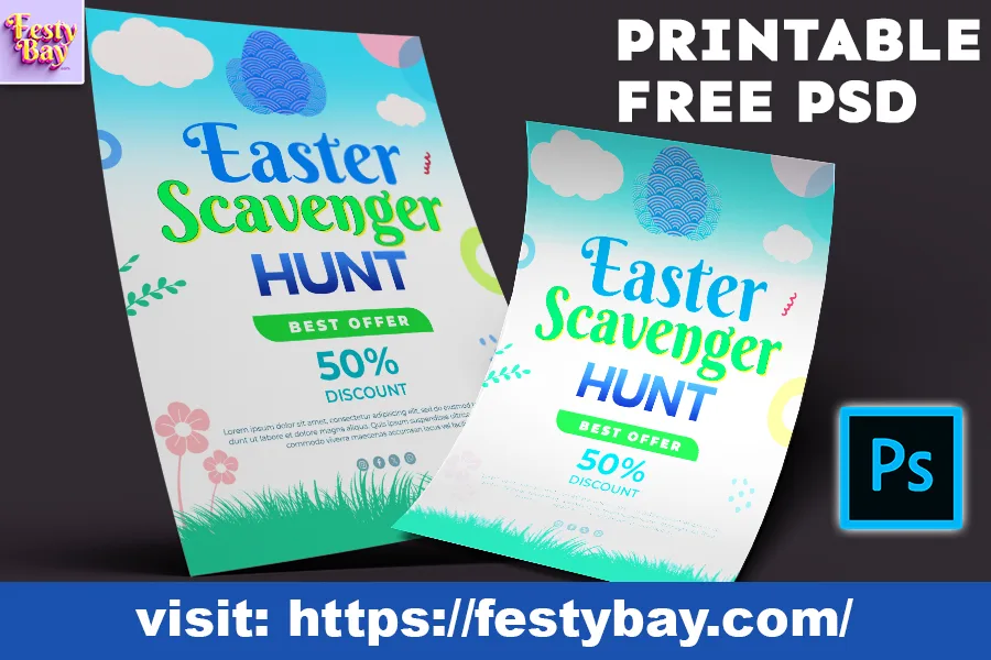 Easter Egg Hunt 2024 a couple of posters on a black surface fully editable poster design