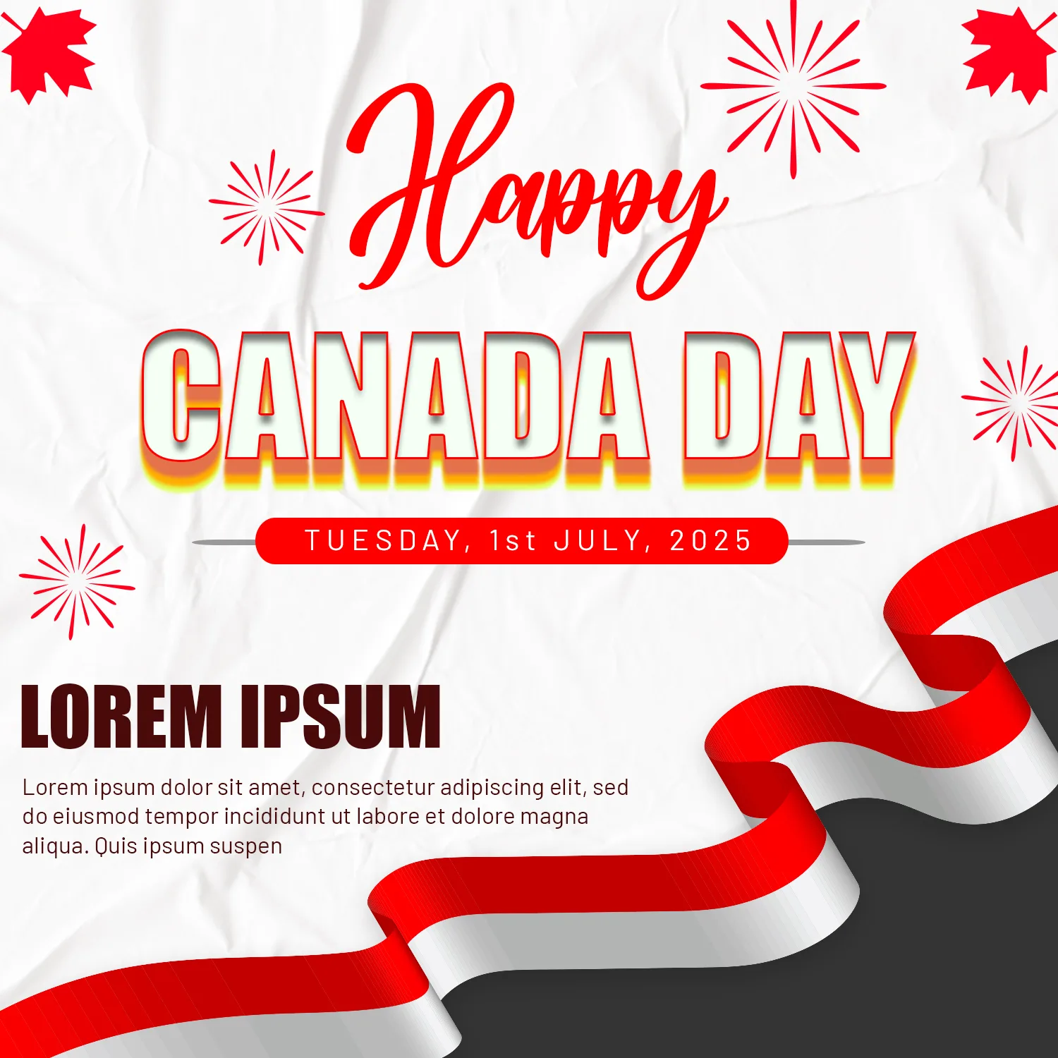 Red white combination social media poster happy Canada day 2024