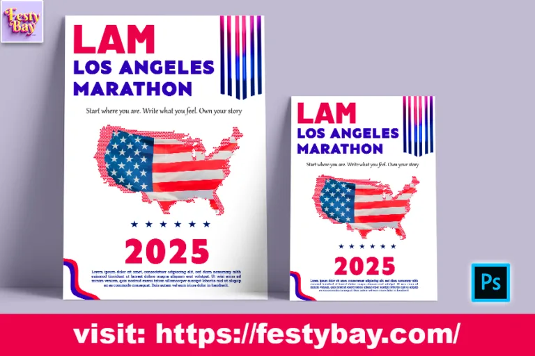 Printable Poster Los Angeles Marathon | Free PSD poster 2025