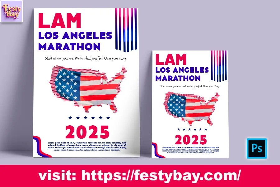 Printable Poster Los Angeles Marathon | Free PSD poster 2025