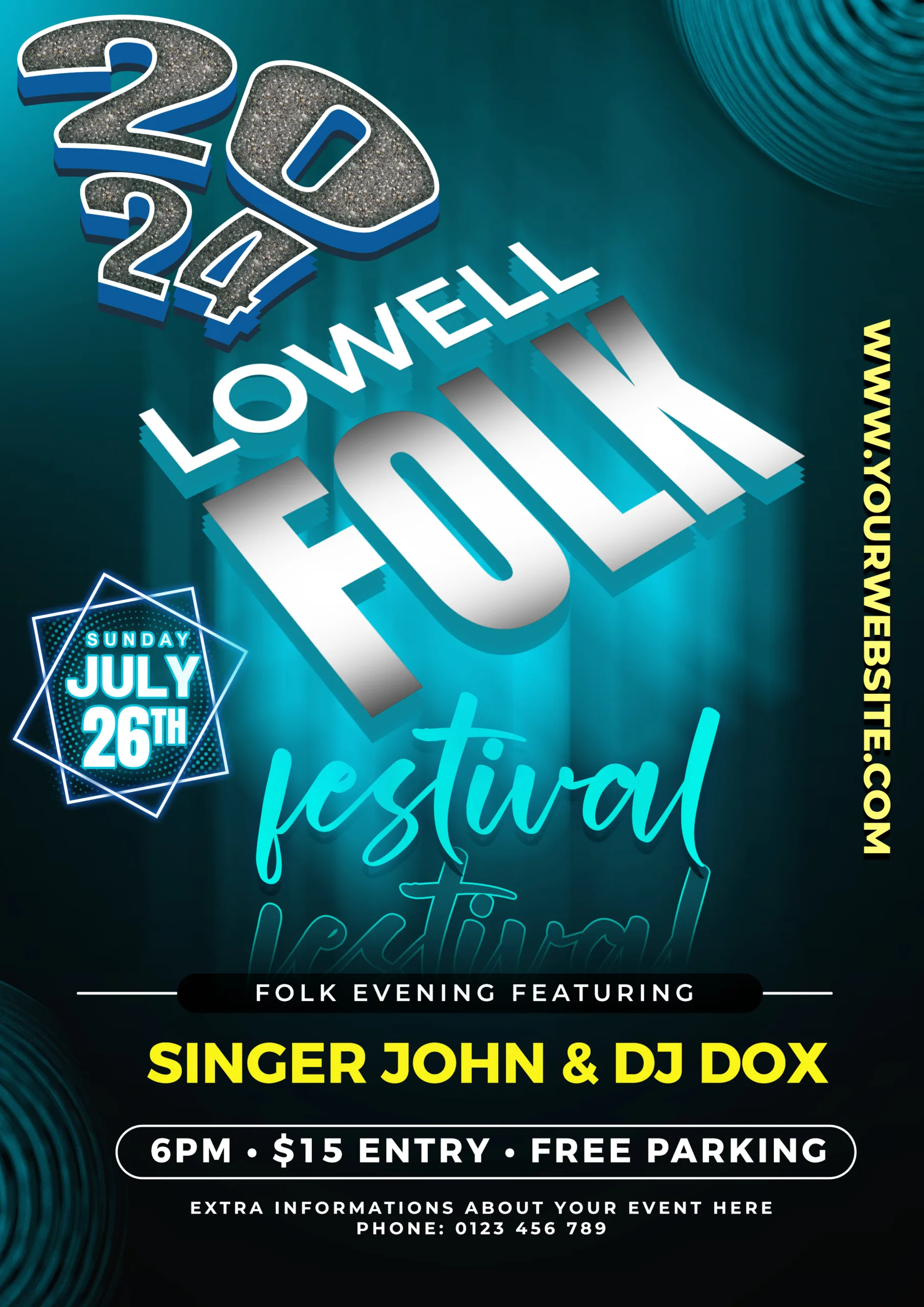 Blue and deep blue Folk festival Poster design