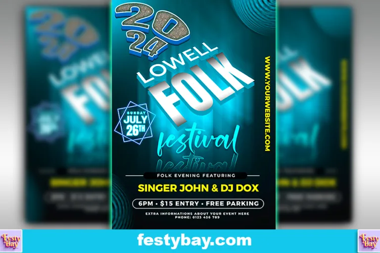 Lowell Folk festival written in the middle Seems to be poster design