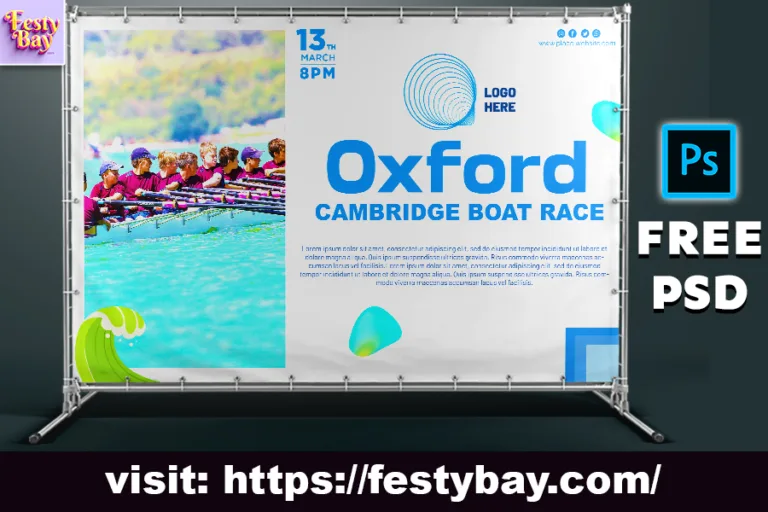 A white and blue combined banner design for boat race fully Photoshop design free download