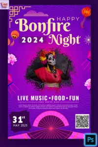 Download PSD Poster design bonfire festival 2025