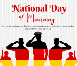 Volkstrauertag national day of mourning a group of people saluting photoshop editable poster design