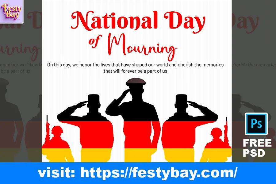 Volkstrauertag_national day of mourning, a group of people saluting free PSD poster design