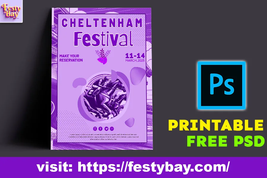 bet365 cheltenham festival a purple and white poster fully editable design