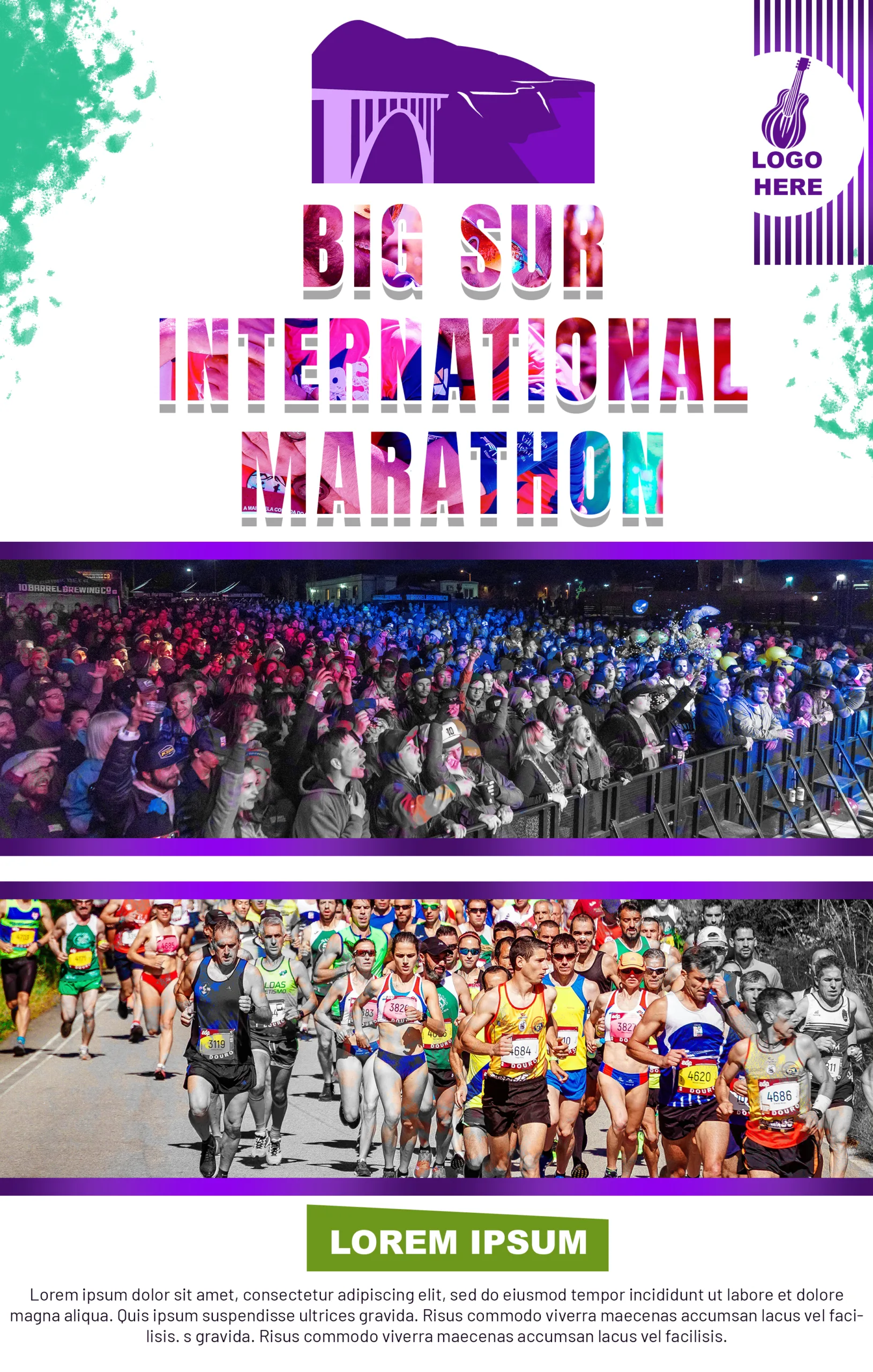 Free psd event poster design for big sur international marathon