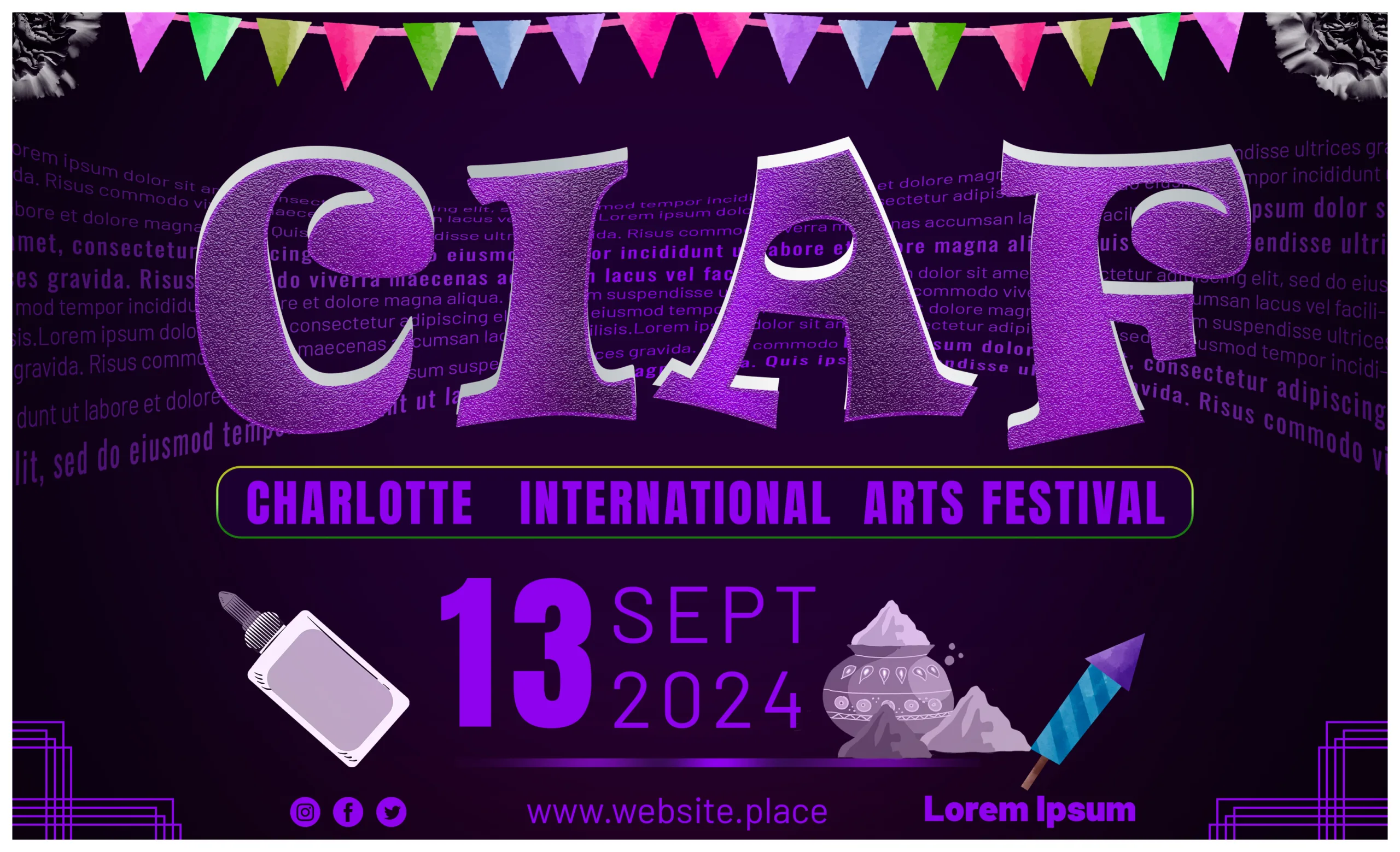 Download printable banner design for charlotte international arts festival 2024