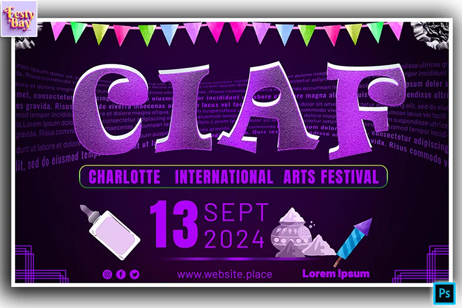 Free Vector | charlotte international arts festival 2024