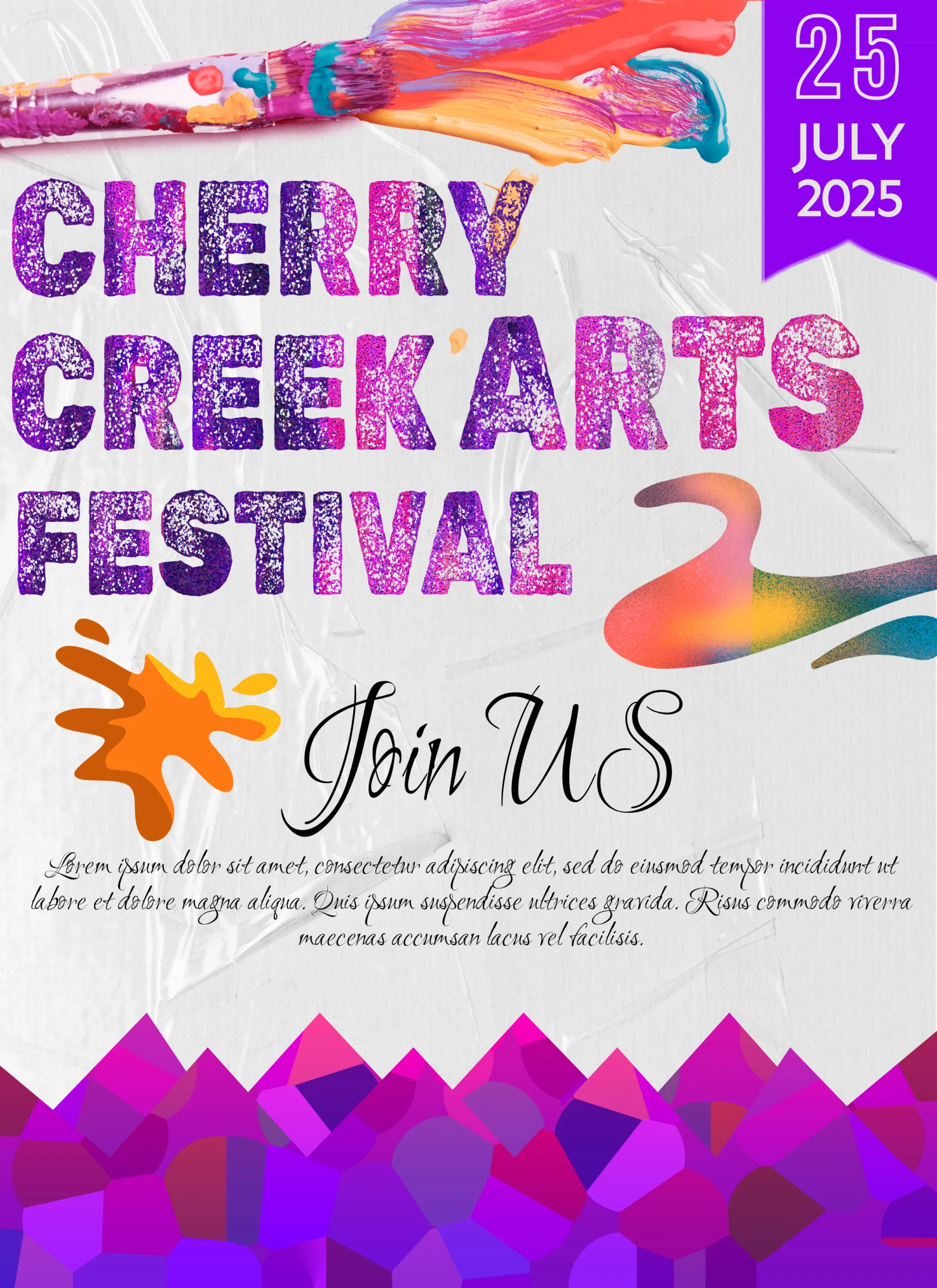 Download free editable PSD cherry creek arts festival poster design