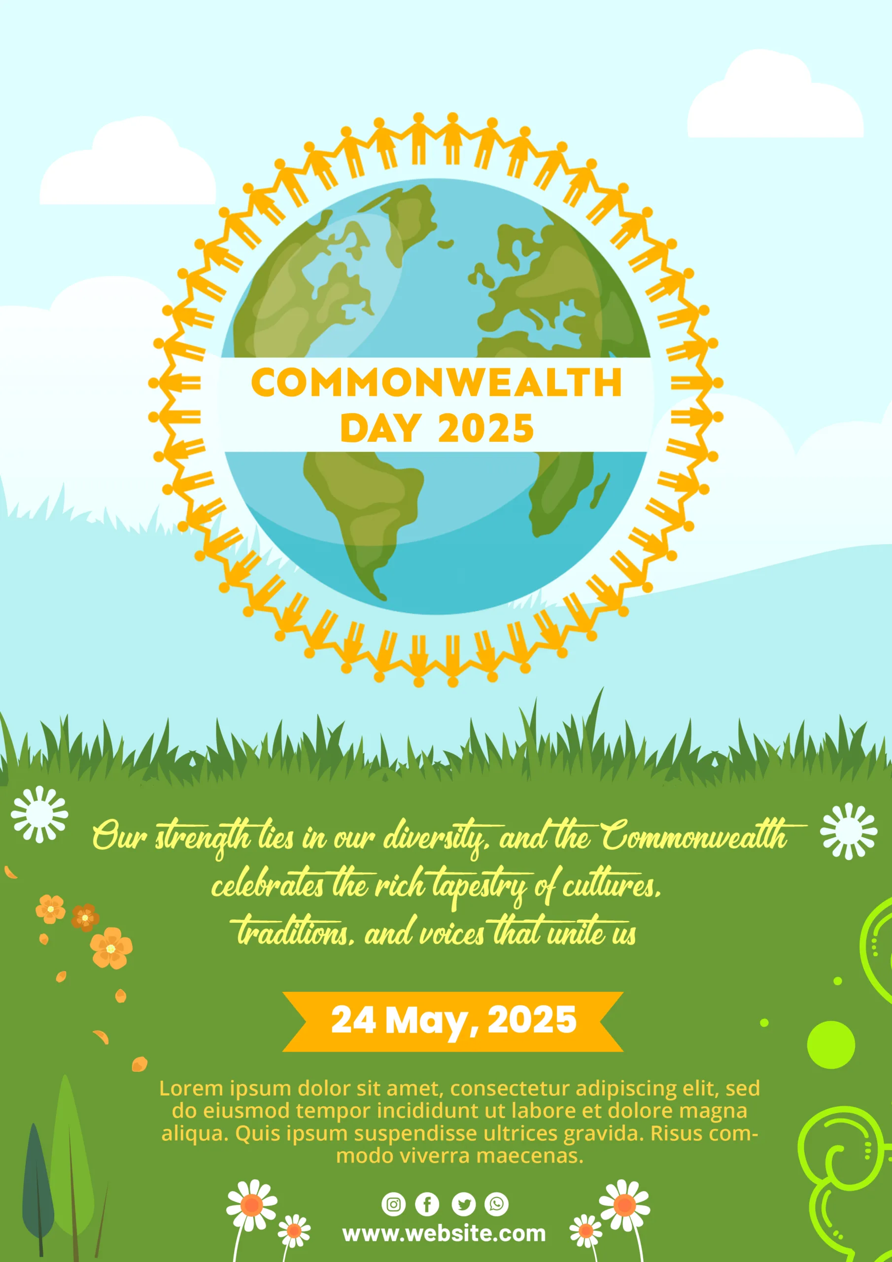 Download free editable PSD poster design for commonwealth day