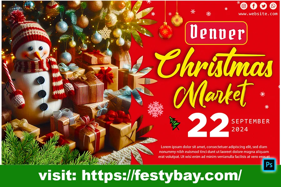 Christmas banner for Denver Christmas market fully editable