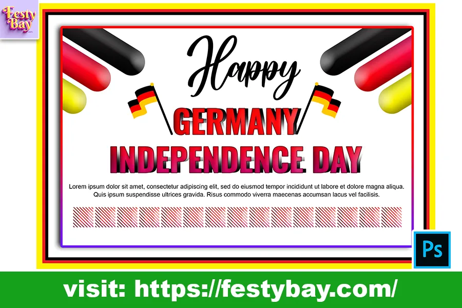 independence day 2024, a poster with text and colorful objects ,Germany independence day 2024banner design