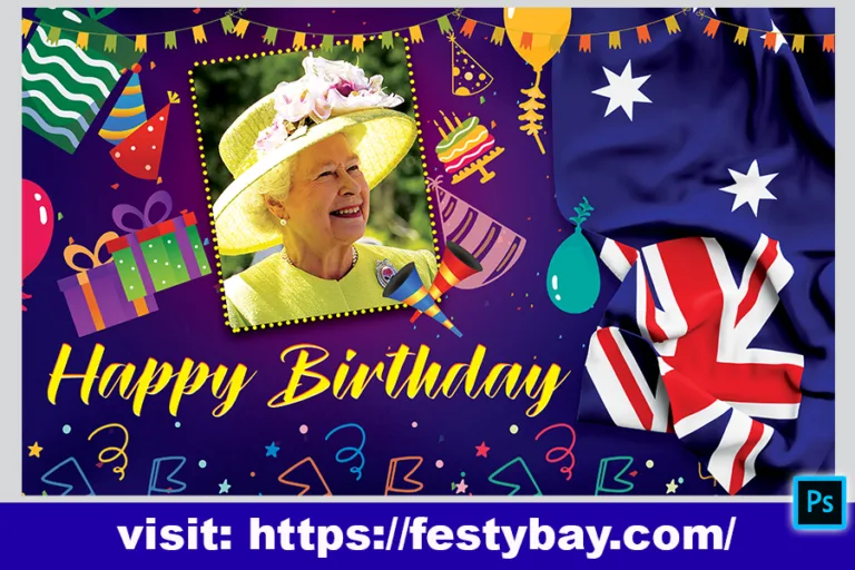 Free PSD happy birthday template-Queen’s Birthday(AUS)