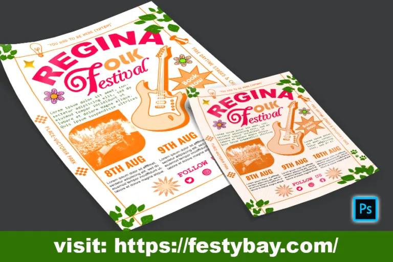 Free PSD template Regina folk festival