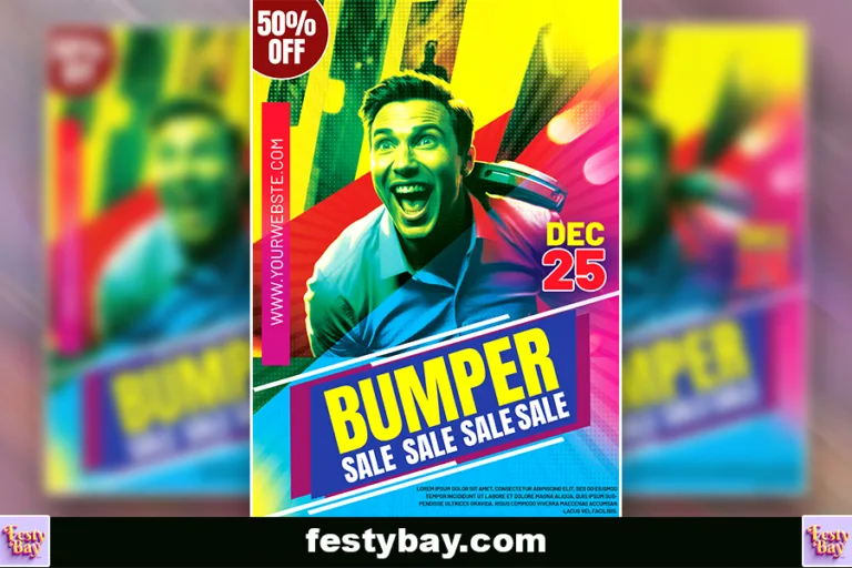 a halftone red blue combined poster design Bumper Sale Poster