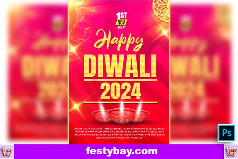 Red and pink background with golden Heading for Diwali 2024. Mandala simple design with attractive background design