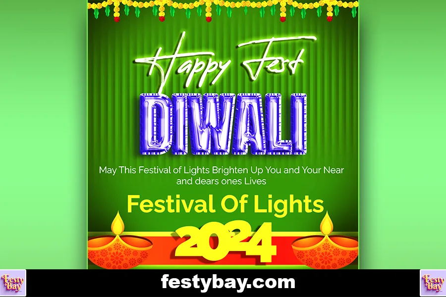 Ina green background Diwali 2024 with wishing goods for everyone seems to be asocial media post