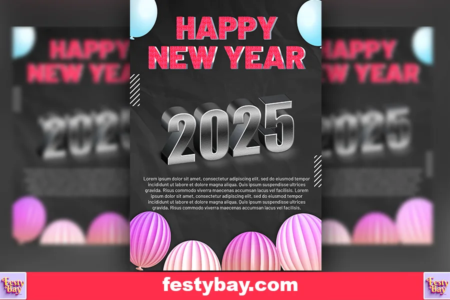 in light black color Happy new year 2025 written