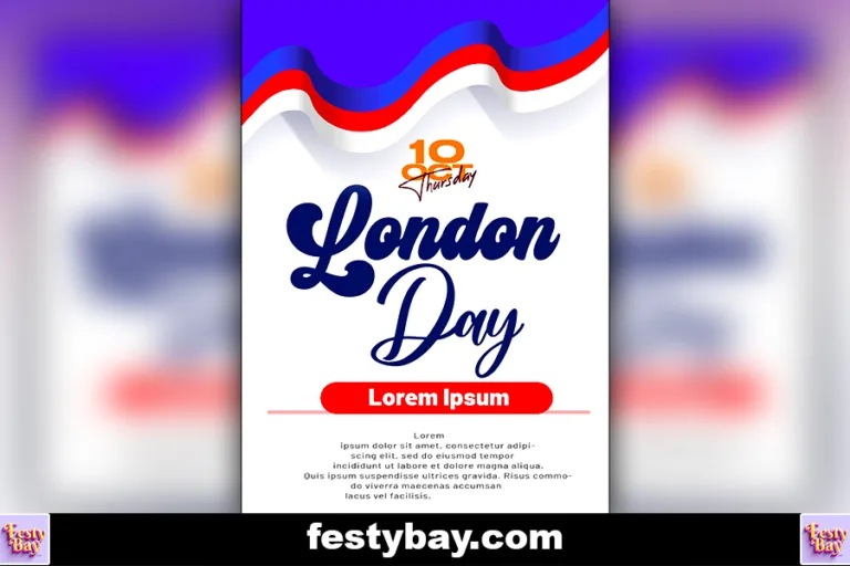 a simple vibrant blue red and white themed template for New London day 2024