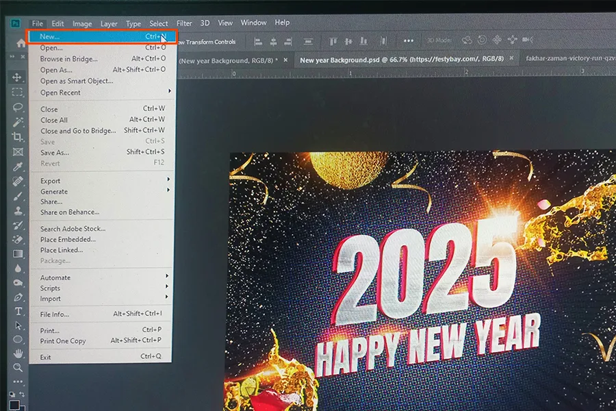 New year Background page create