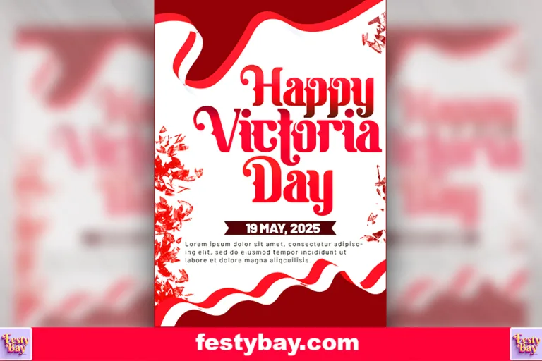 In a white background Victoria day written some abstract designs also there