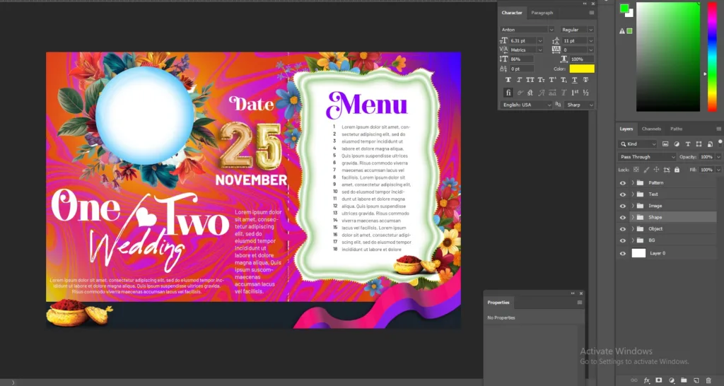 Wedding Menu card final preview