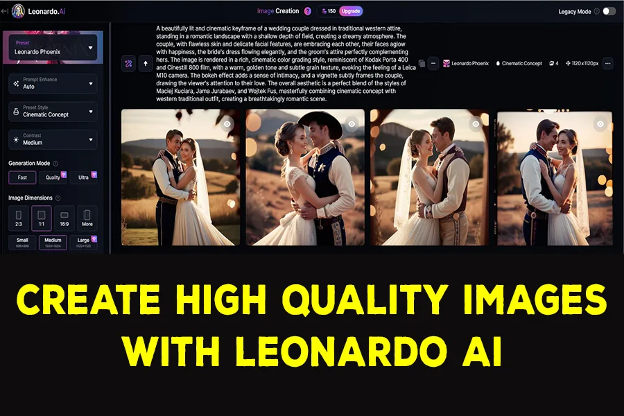 creating high quality images with Leonardo AI for Wedding Table Menu Card_