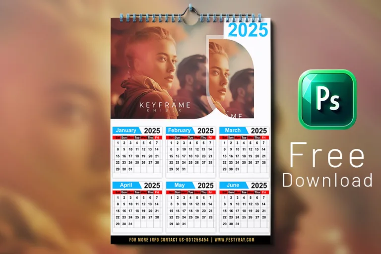 a vibrant Download calendar 2025 Free PSD