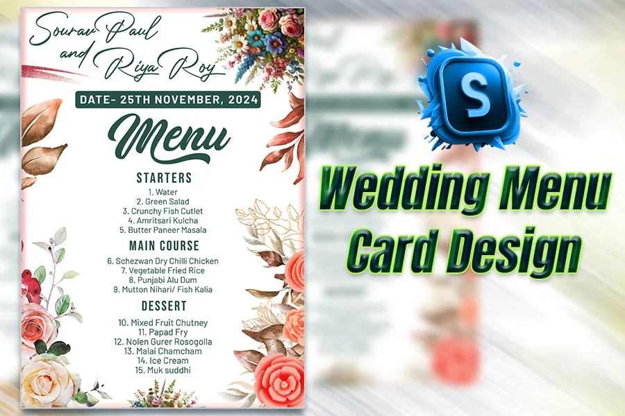 Wedding Table Menu Card design