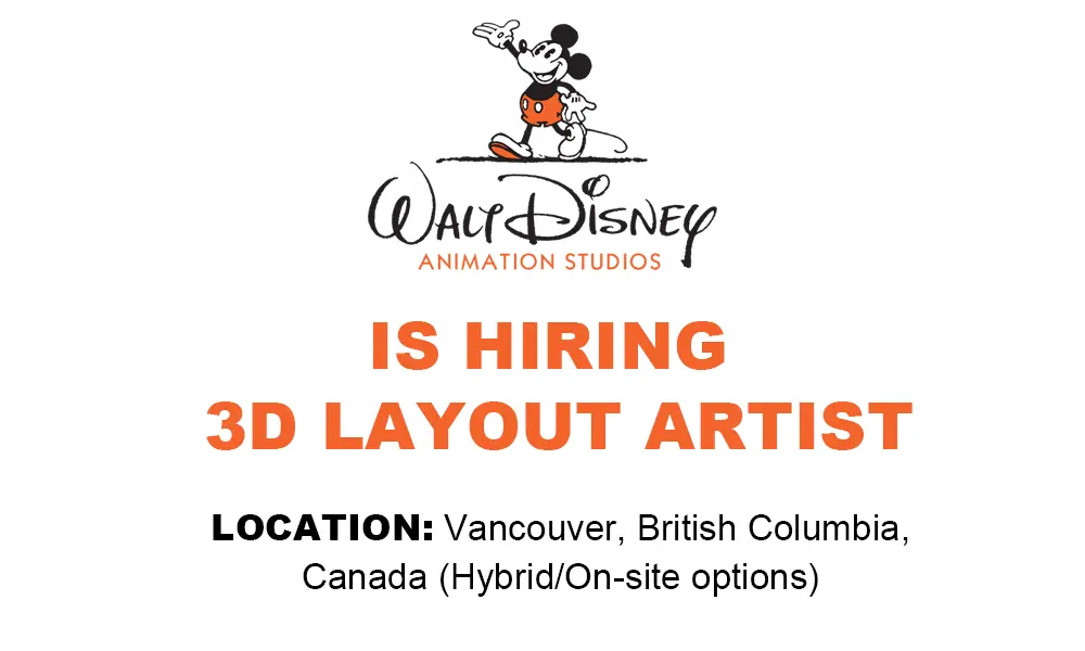 3D Layout Artist job at Walt Disney Animation Studios
