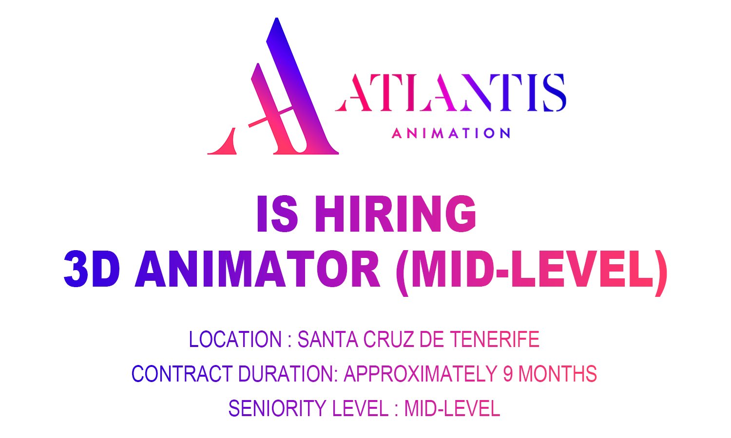 Atlantis Animation hiring 3D Animator (Mid-Level)