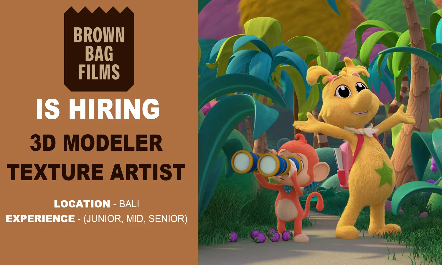 Brown Bag Films Bali hiring 3D Modeler & Texture Artist % festybay Brown Bag Films Bali hiring 3D Modeler & Texture Artist