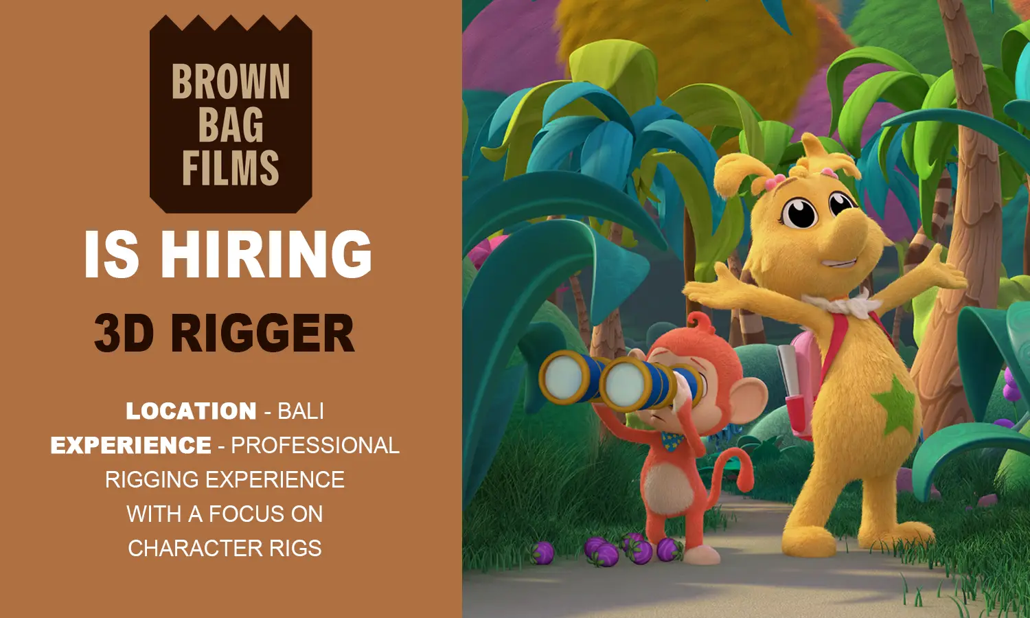 Brown Bag Films Bali hiring 3D Rigger