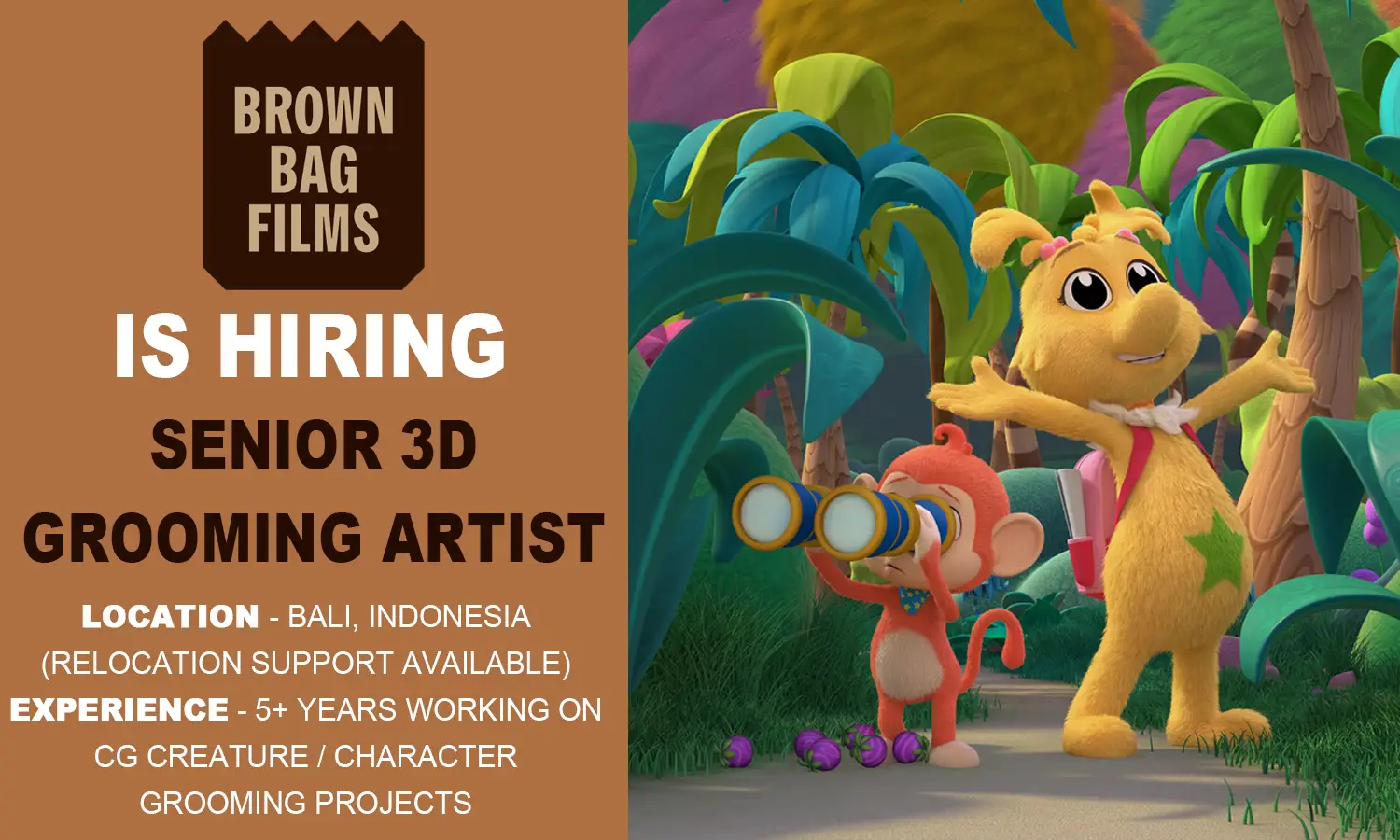 Brown Bag Films Bali hiring Senior 3D Grooming Artist