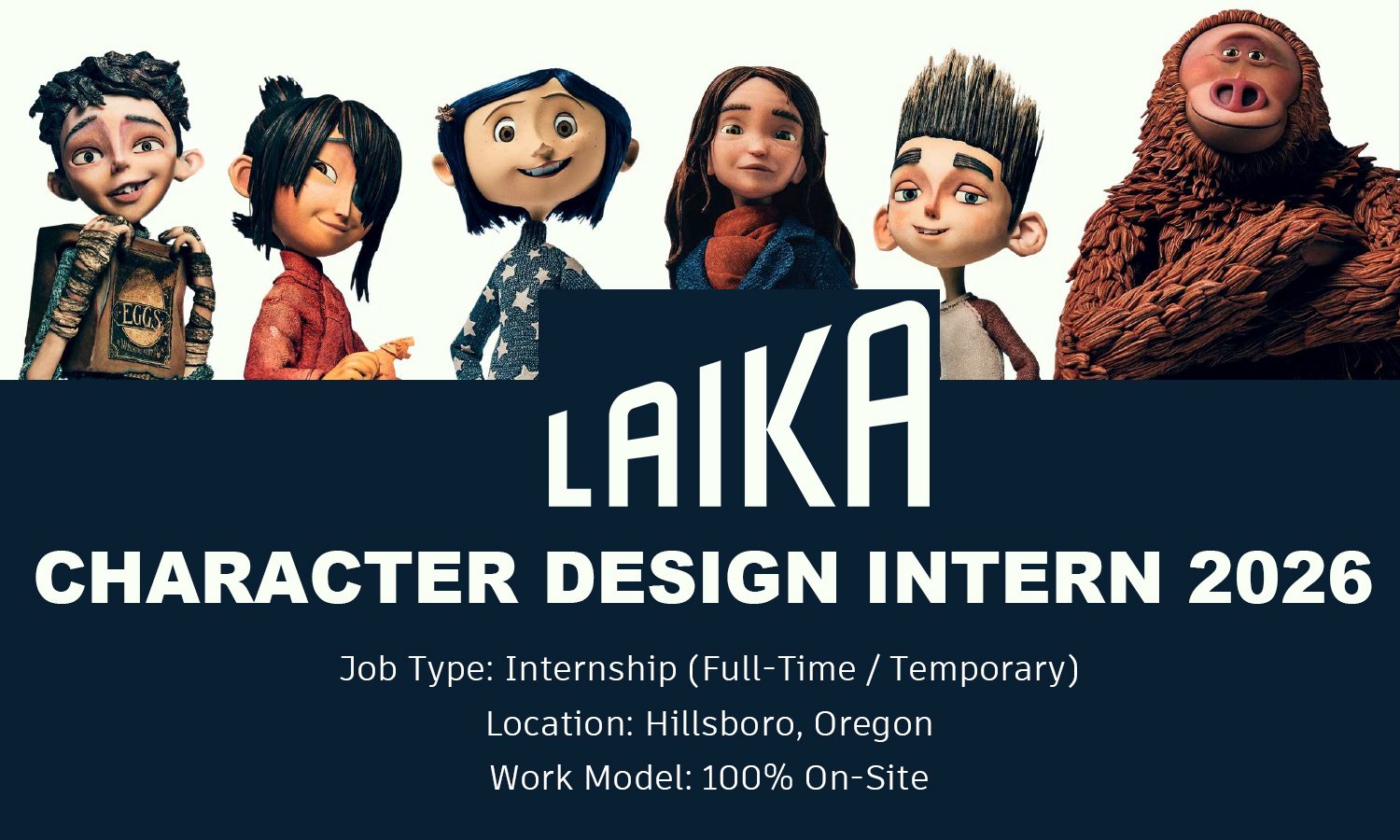 Character Design Intern 2026 at LAIKA Studios