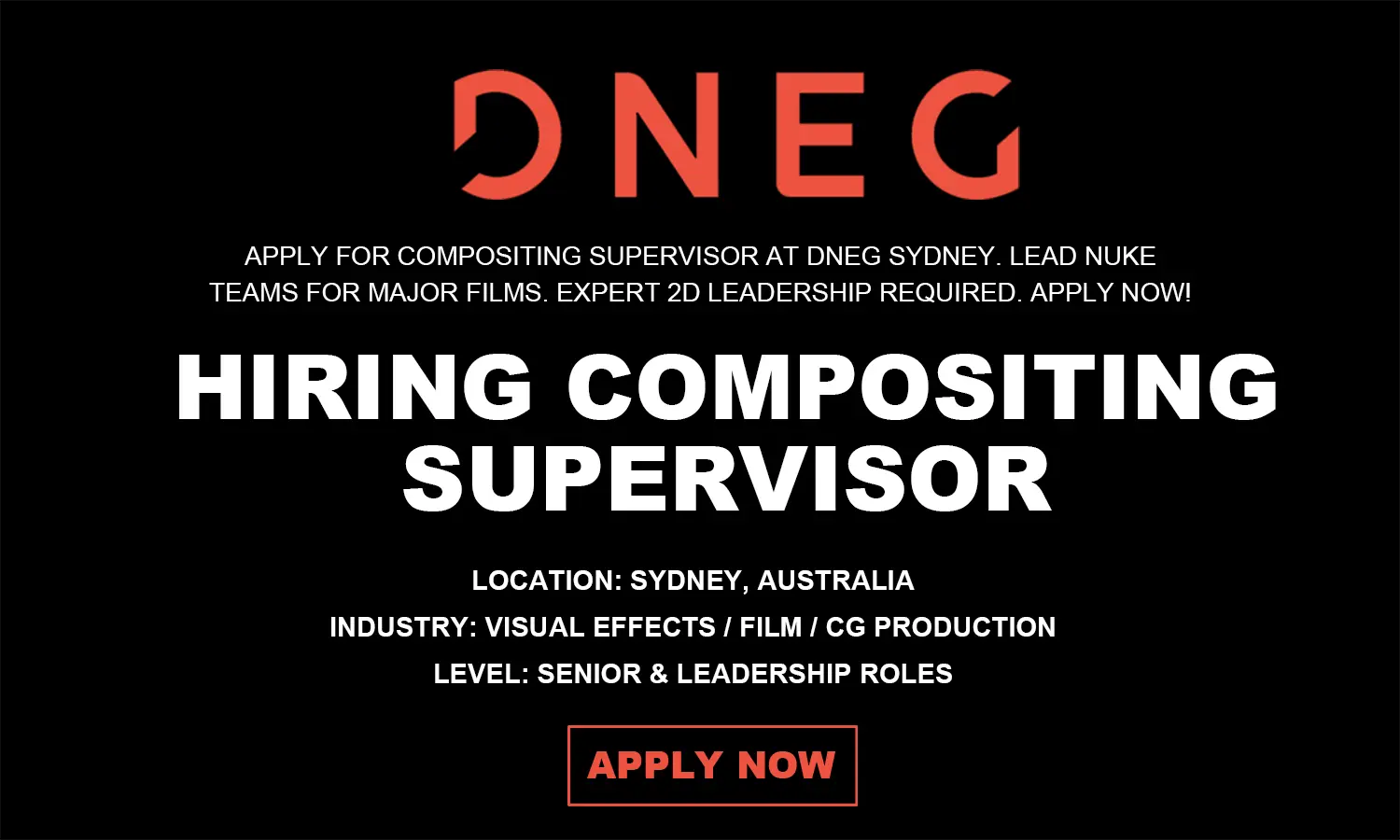 Compositing Supervisor DNEG Sydney, 2026