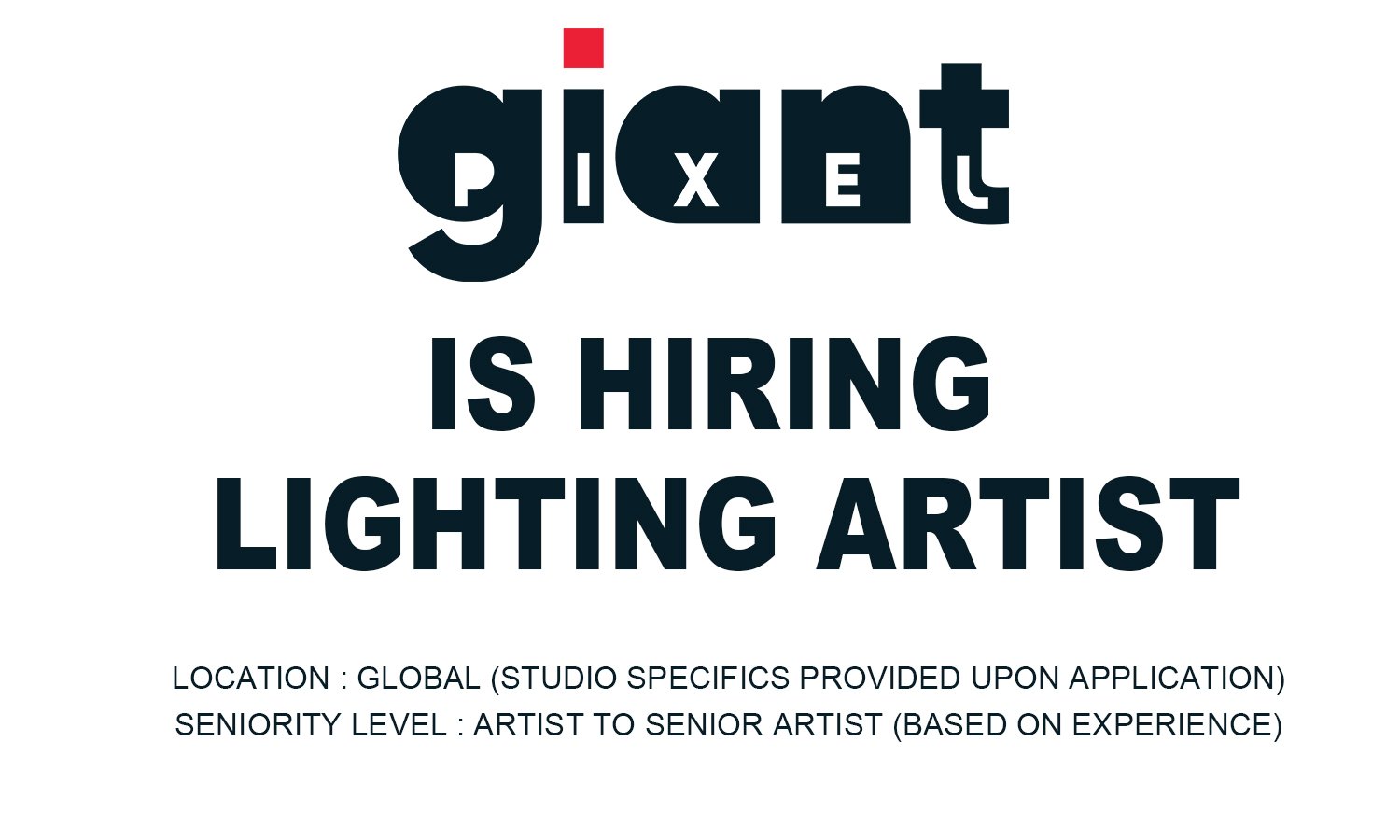 Giant Pixel is hiring Lighting Artist, 2026