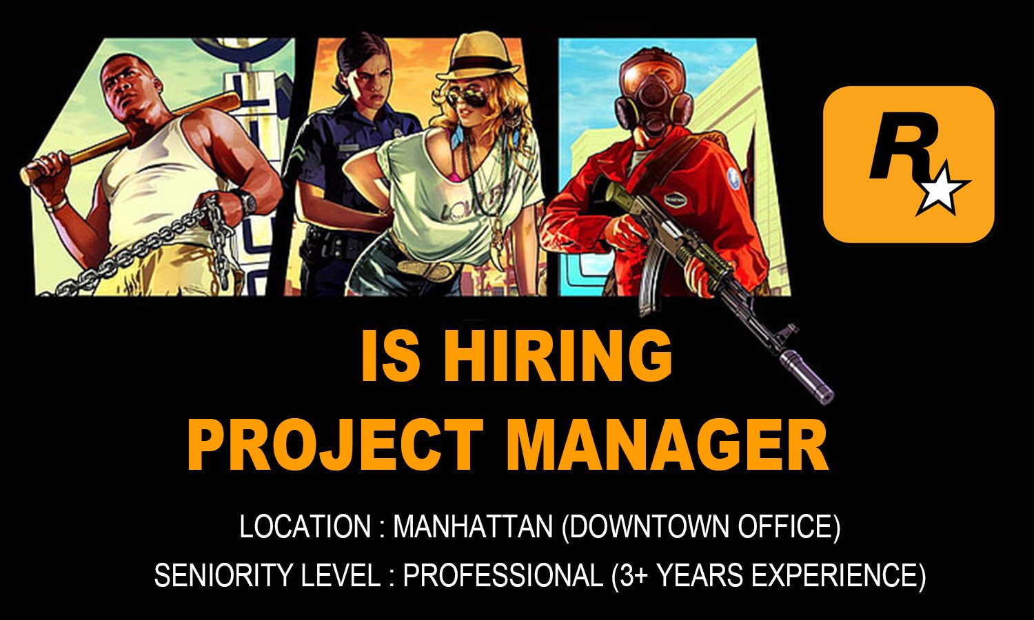 Hiring Project Manager Rockstar Games – Manhattan