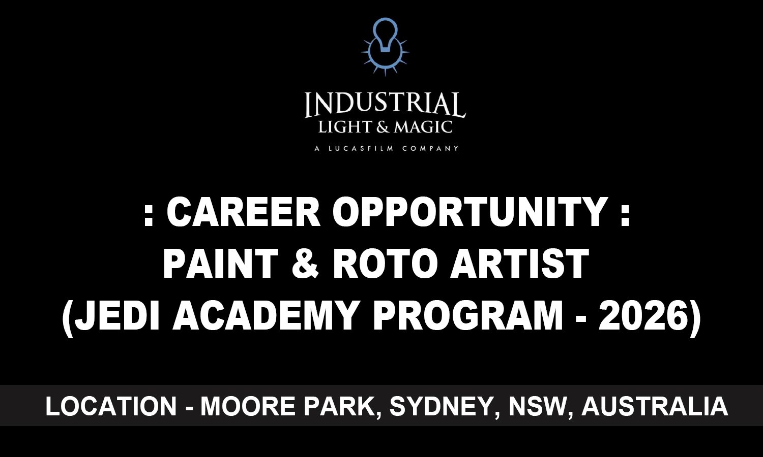 Jedi Academy Program - Paint & Roto Artist 2026