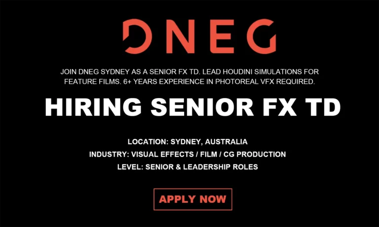 Job Opening Senior FX TD at DNEG Sydney