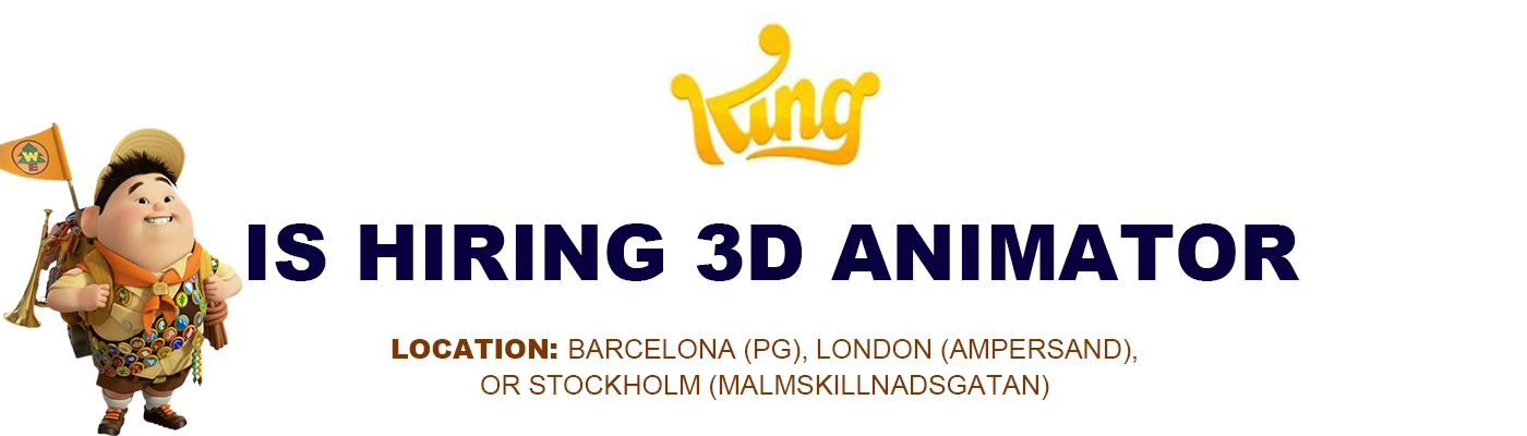 King is hiring 3D Animator