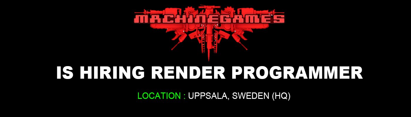 MachineGames hiring Render Programmer, Uppsala 2026