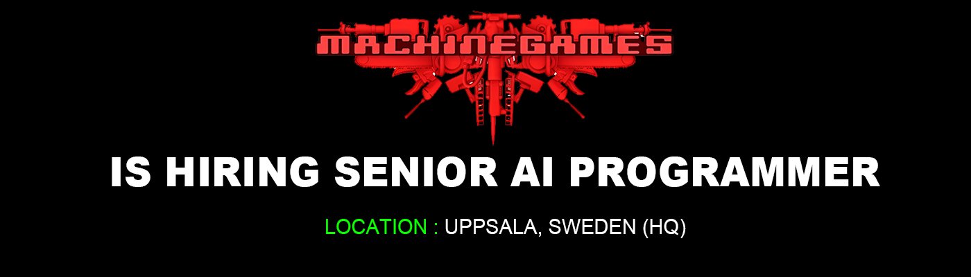 MachineGames hiring Senior AI Programmer, Uppsala % festybay MachineGames hiring Senior AI Programmer