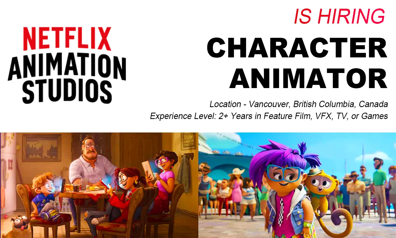 Netflix Animation Studios hiring Character Animator