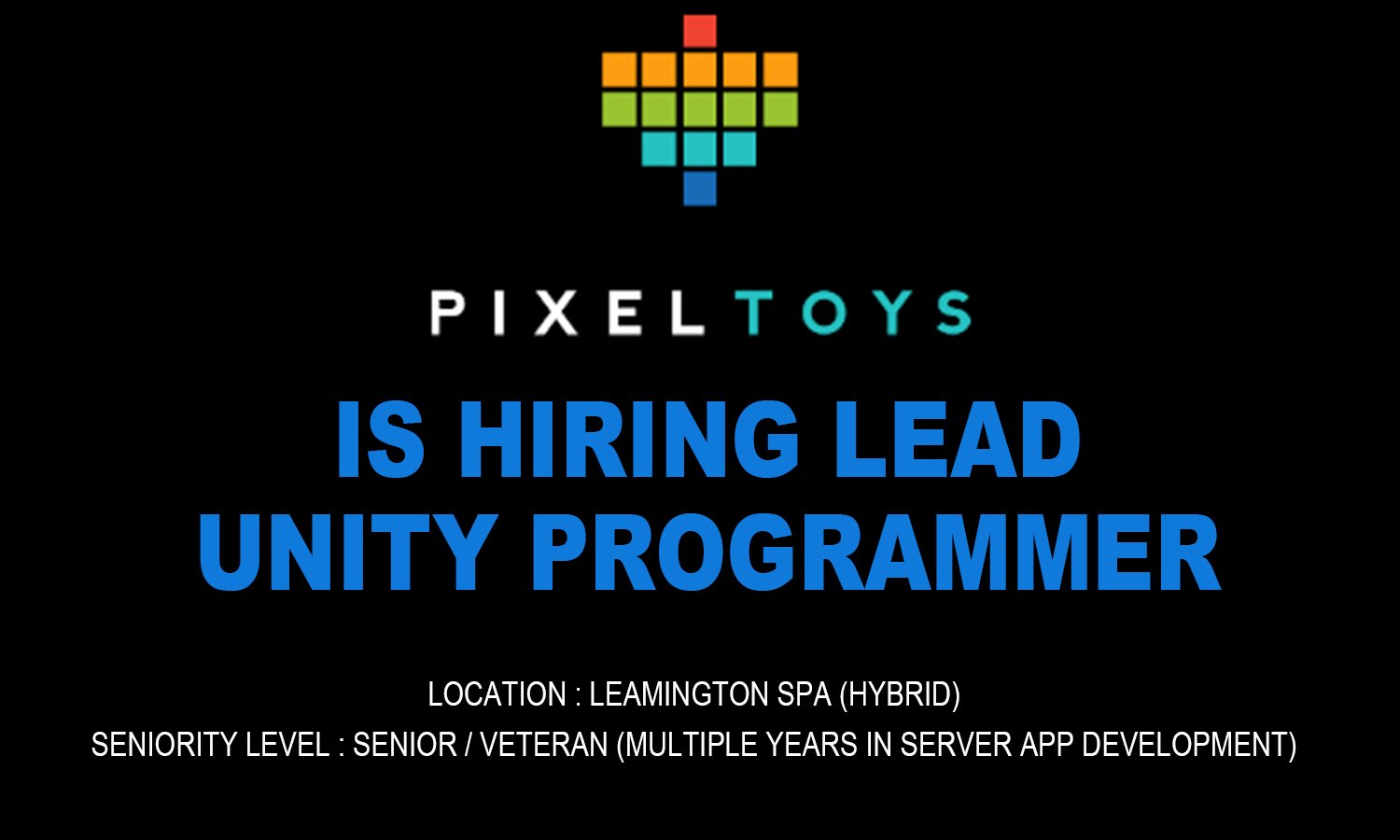 Pixel Toys hiring Lead Unity Programmer, Leamington 2026
